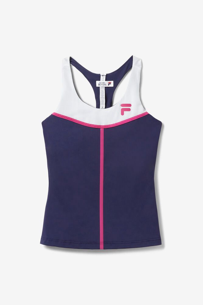 Fila Bevans Laser Racerback Navy/White Tank Top Womens - NZ 43650-BLHC